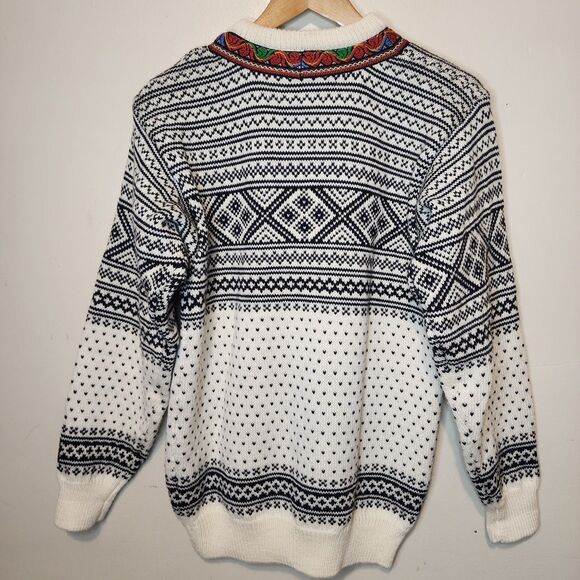 Arctic Circle Norway Wool Sweater Womens Small Nordic Fair Isle Houndstooth - Picture 14 of 16